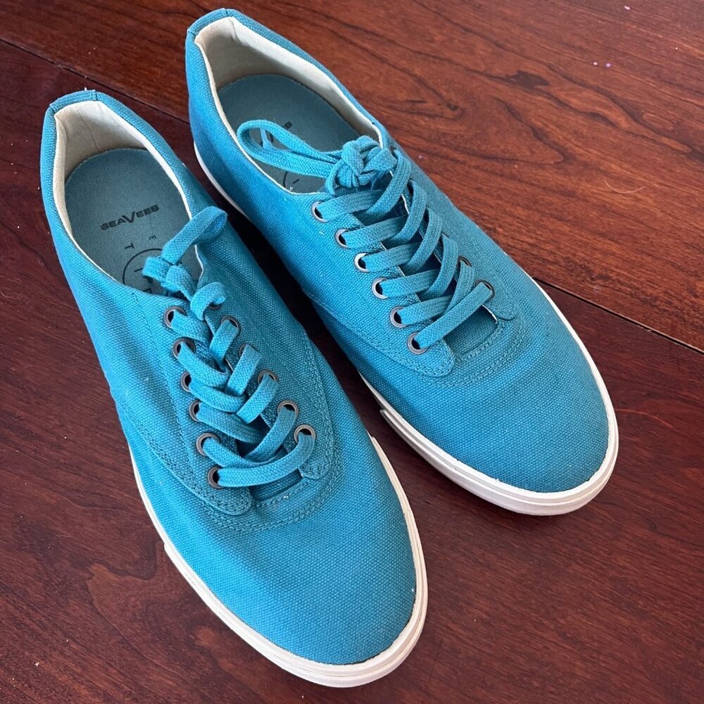 SeaVees Men's Hermosa Plimsoll Classic Sneaker in‎ Teal- Size 8.5
